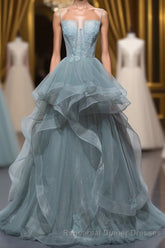 New Arrival Spaghetti Straps Tulle Long Semi Formal Prom Dress, Charming Evening Party Dress